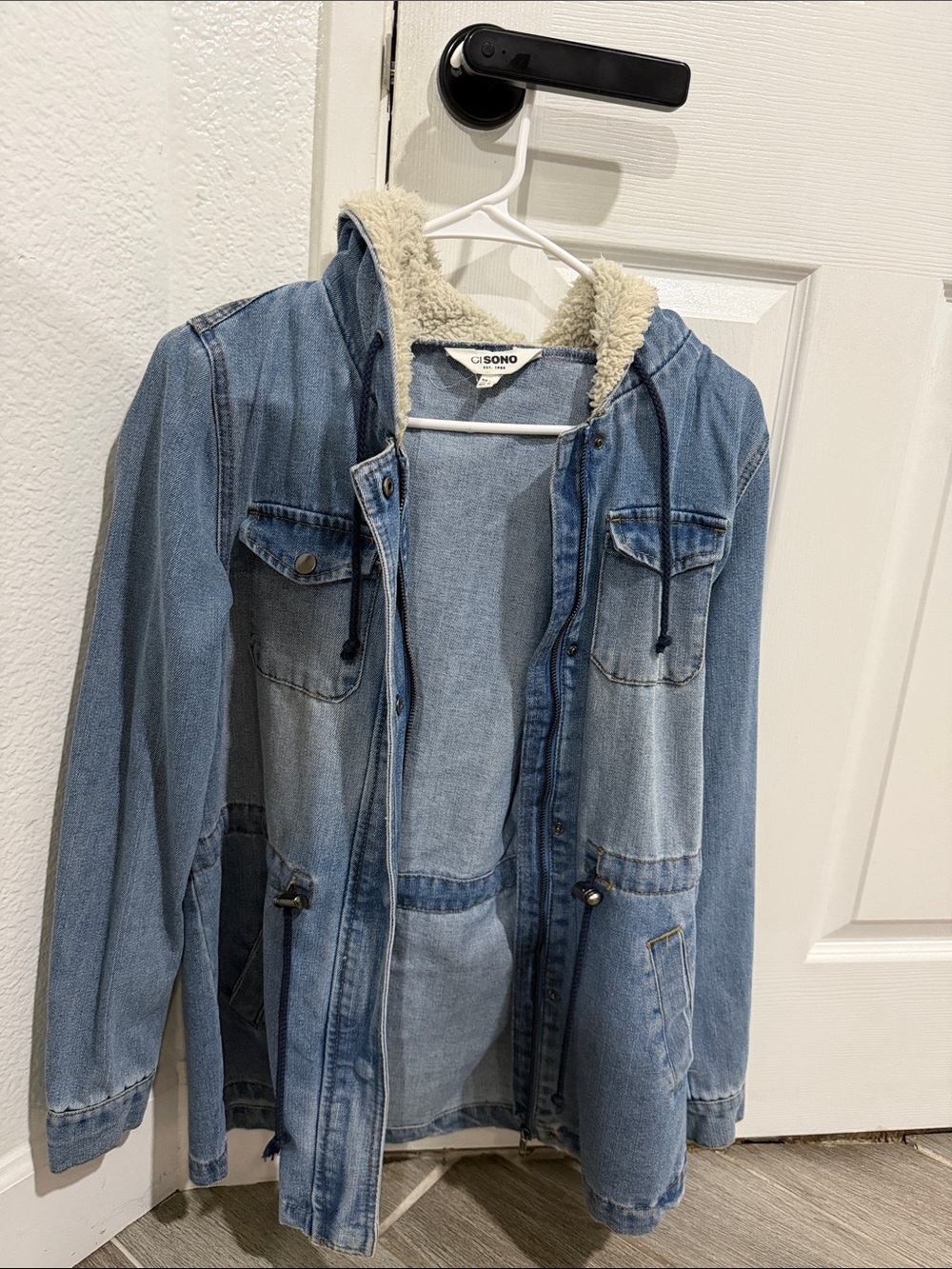 Ci Sono Light Blue Denim Sherpa Hooded Jacket